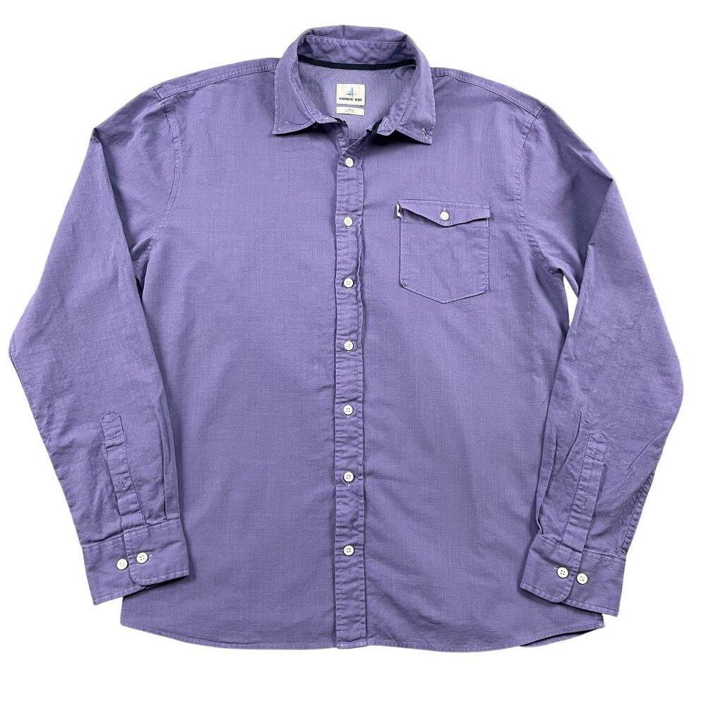 Johnnie-O Hangin' Out Button Down Shirt Mens Large‎ Purple Front Pocket